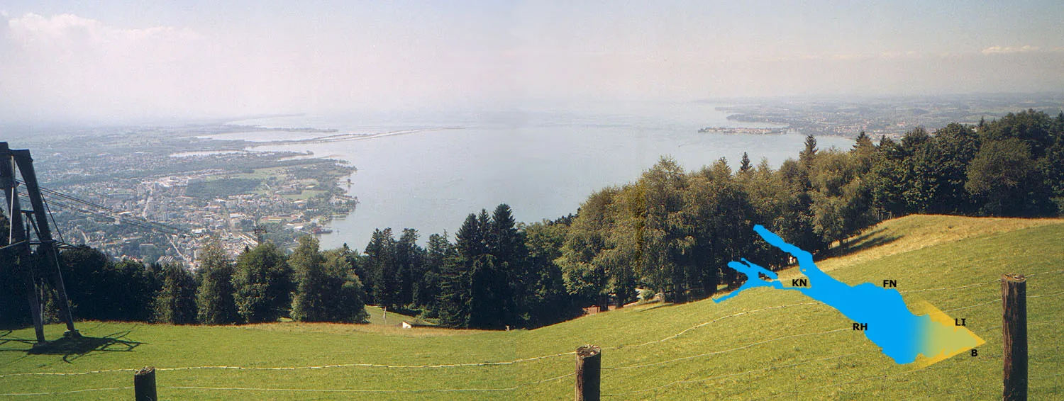 Pogled z gore Pfänder na Bodensko jezero